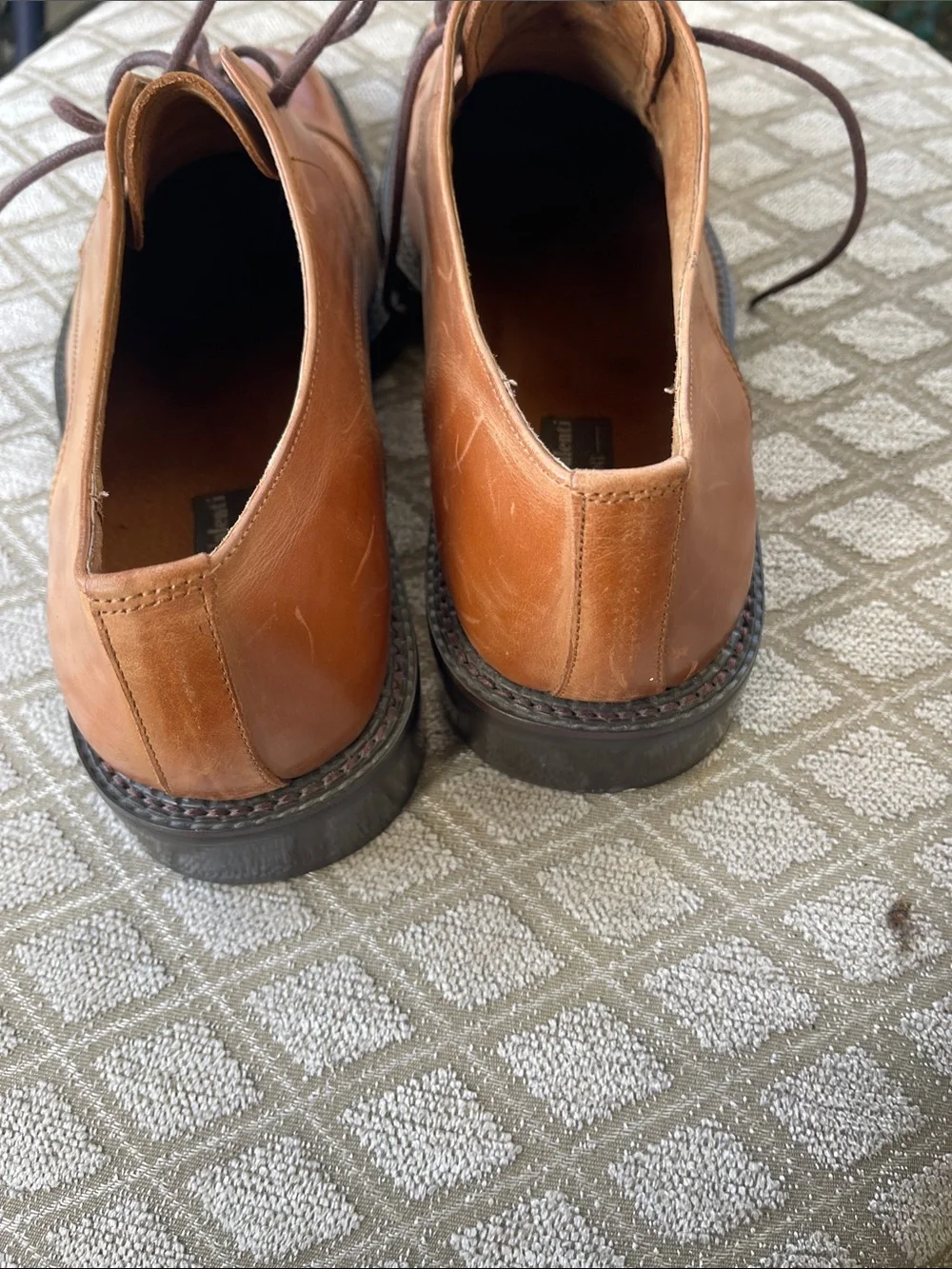 Tan Leather Lace-Up Derby Shoes